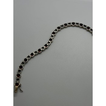 925 STERLING SILVER GARNET & MARCASITE BRACELET
