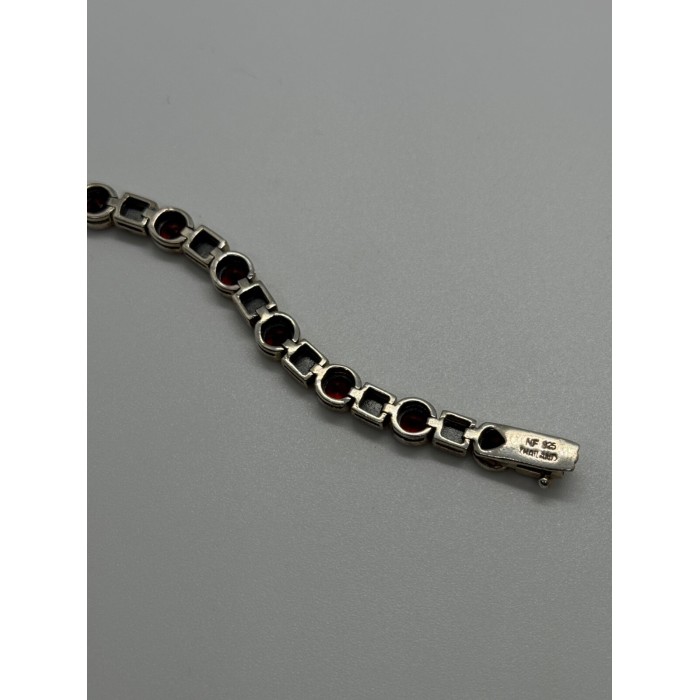 925 STERLING SILVER GARNET & MARCASITE BRACELET