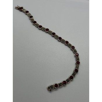 925 STERLING SILVER GARNET & MARCASITE BRACELET