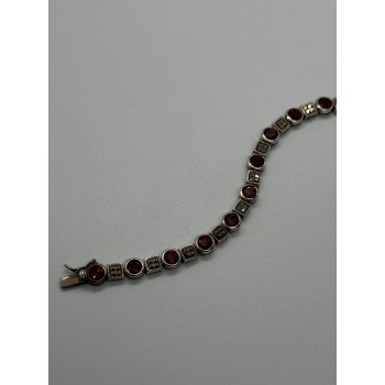 925 STERLING SILVER GARNET & MARCASITE BRACELET
