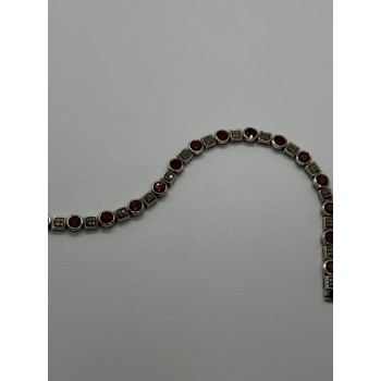 925 STERLING SILVER GARNET & MARCASITE BRACELET