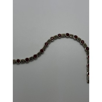 925 STERLING SILVER GARNET & MARCASITE BRACELET