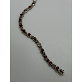 925 STERLING SILVER GARNET & MARCASITE BRACELET