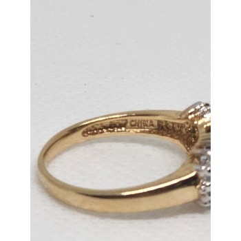 14K YELLOW GOLD SAPPHIRE & DIAMOND RING  SIZE 5