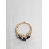 14K YELLOW GOLD SAPPHIRE & DIAMOND RING  SIZE 5