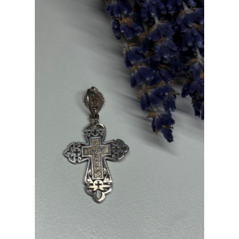 925 Sterling Silver CZ Cross Length 40 Mm