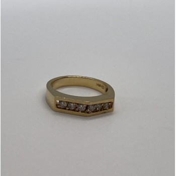 14K YELLOW GOLD & COLORLESS SAPPHIRE RING  SIZE 5.5