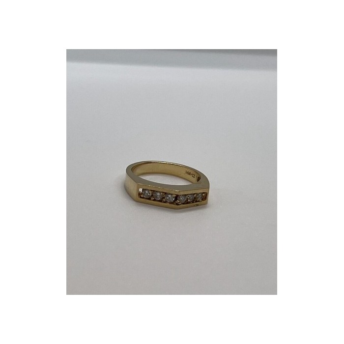 14K YELLOW GOLD & COLORLESS SAPPHIRE RING  SIZE 5.5