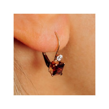 10K YELLOW GOLD GARNET & WHITE BERYL EARRINGS