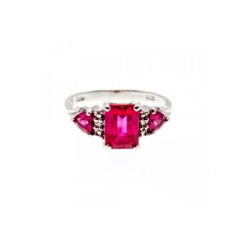 925 Sterling Silver Pink Topaz Ring Size 7