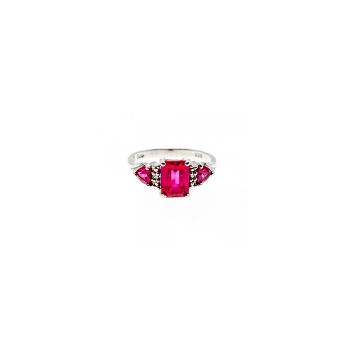 925 Sterling Silver Pink Topaz Ring Size 7