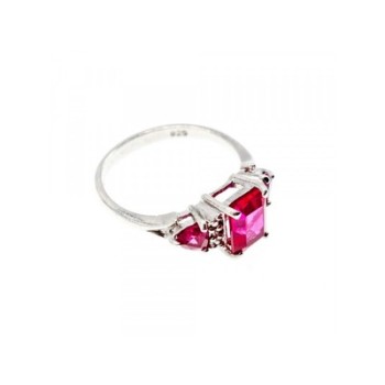 925 Sterling Silver Pink Topaz Ring Size 7