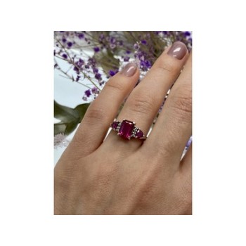 925 Sterling Silver Pink Topaz Ring Size 7