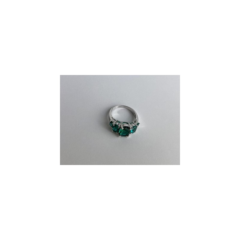 925 Sterling Silver Green CZ Ring Size 8