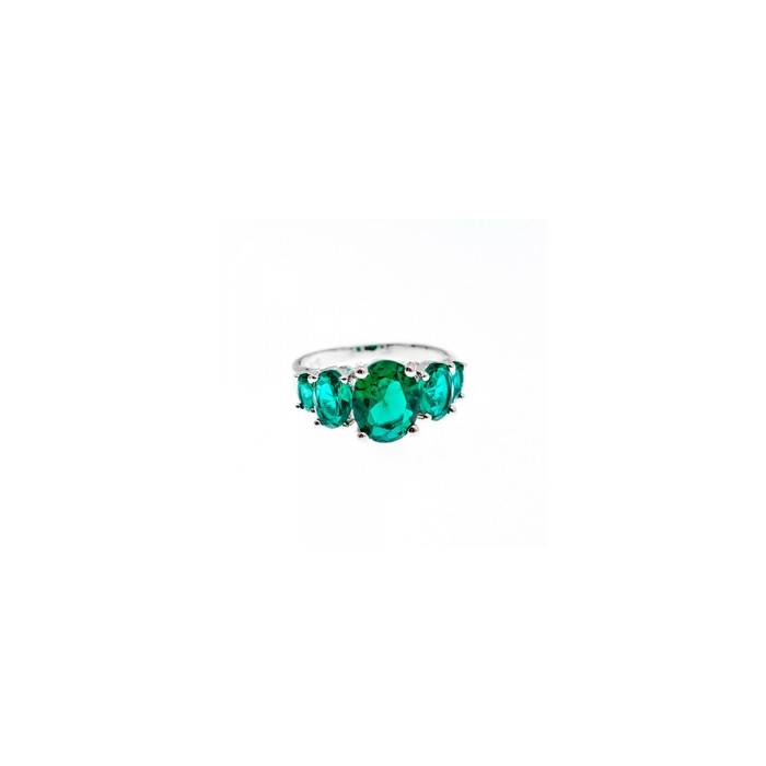 925 Sterling Silver Green CZ Ring Size 8