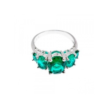 925 Sterling Silver Green CZ Ring Size 8