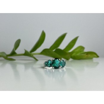 925 Sterling Silver Green CZ Ring Size 8