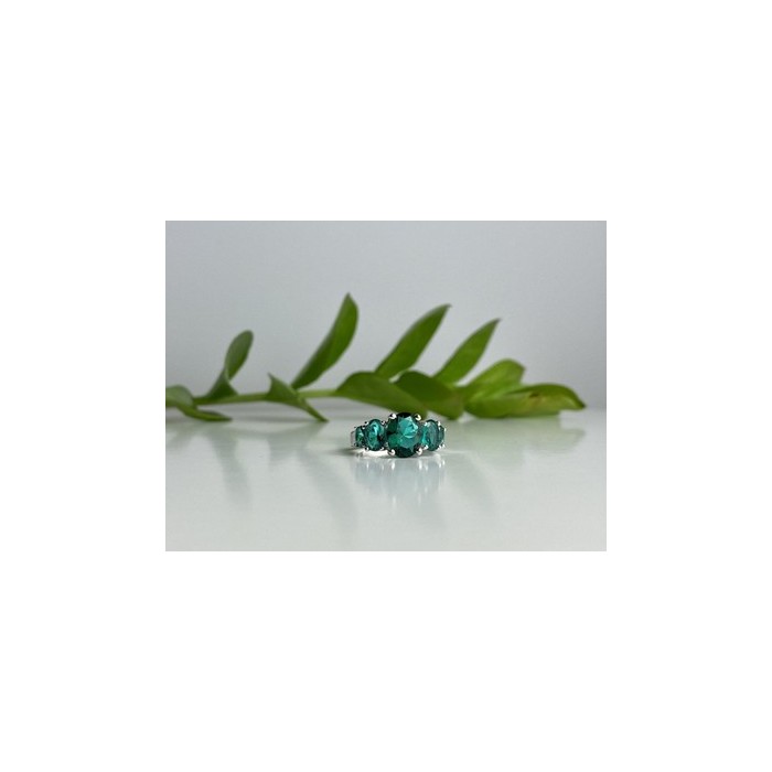 925 Sterling Silver Green CZ Ring Size 8