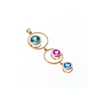 925 Sterling Silver Gold Plated Aquamarine, Topaz & Tourmaline Pendant