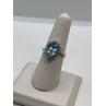14K WHITE GOLD TOPAZ & DIAMONDS RING  SIZE 6