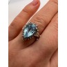 14K WHITE GOLD TOPAZ & DIAMONDS RING  SIZE 6