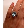 14K WHITE GOLD TOPAZ & DIAMONDS RING  SIZE 6