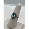 14K WHITE GOLD TOPAZ & DIAMONDS RING  SIZE 6