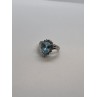 14K WHITE GOLD TOPAZ & DIAMONDS RING  SIZE 6