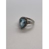 14K WHITE GOLD TOPAZ & DIAMONDS RING  SIZE 6