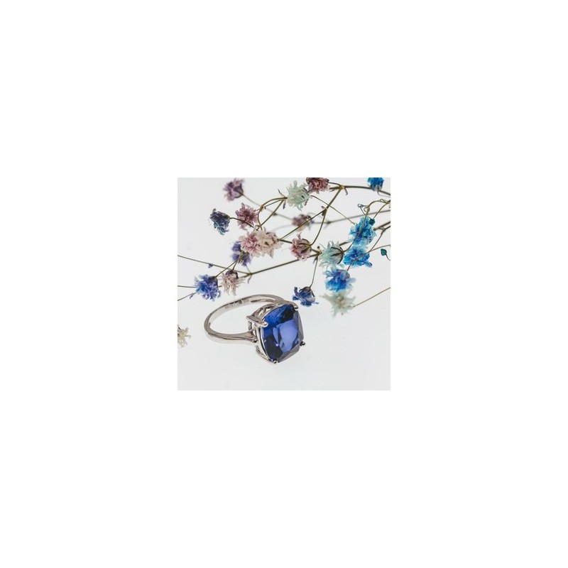 925 Sterling Silver Blue Sapphire Ring Size 6.5