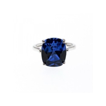 925 Sterling Silver Blue Sapphire Ring Size 6.5
