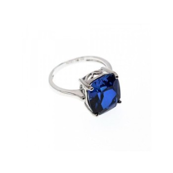 925 Sterling Silver Blue Sapphire Ring Size 6.5