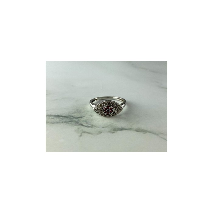 925 Sterling Silver Red Spinel, Tanzanite & Goshenite Ring Size 8.5