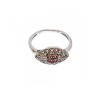 925 Sterling Silver Red Spinel, Tanzanite & Goshenite Ring Size 8.5