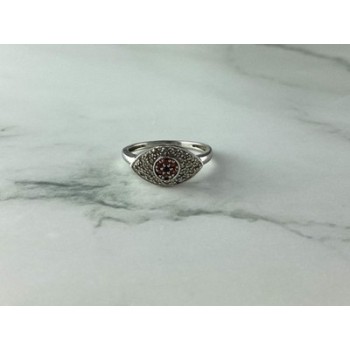 925 Sterling Silver Red Spinel, Tanzanite & Goshenite Ring Size 8.5