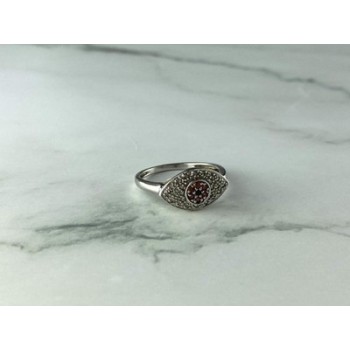 925 Sterling Silver Red Spinel, Tanzanite & Goshenite Ring Size 8.5