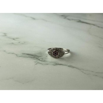 925 Sterling Silver Red Spinel, Tanzanite & Goshenite Ring Size 8.5