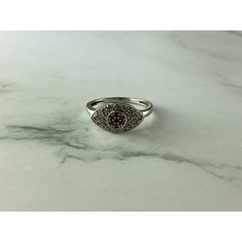 925 Sterling Silver Red Spinel, Tanzanite & Goshenite Ring Size 8.5