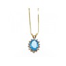 14K YELLOW GOLD BLUE SPINEL & CZ CHAIN WITH PENDANT