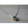 14K YELLOW GOLD BLUE SPINEL & CZ CHAIN WITH PENDANT