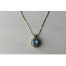14K YELLOW GOLD BLUE SPINEL & CZ CHAIN WITH PENDANT