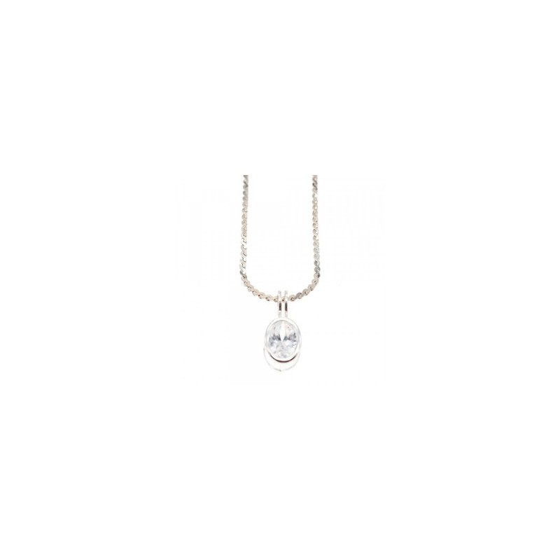 925 Sterling Silver CZ Chain with Pendant 925 Italy