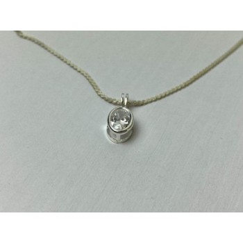 925 Sterling Silver CZ Chain with Pendant 925 Italy