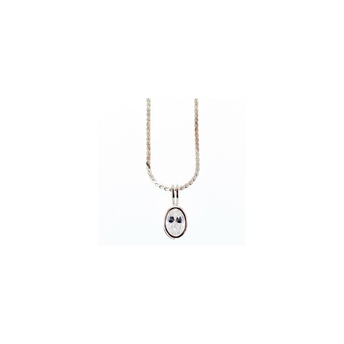 925 Sterling Silver CZ Chain with Pendant 925 Italy
