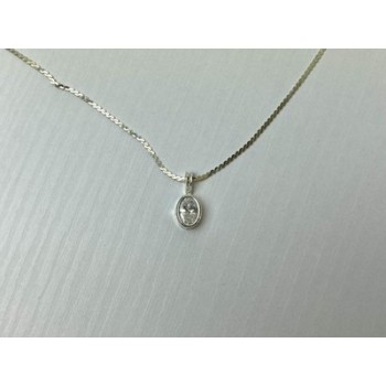 925 Sterling Silver CZ Chain with Pendant 925 Italy