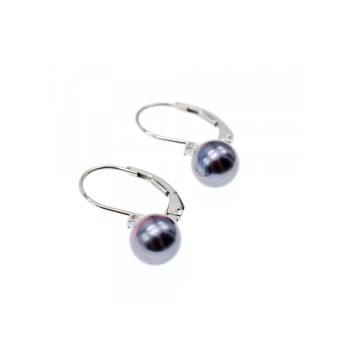 14K WHITE GOLD PEARLS & DIAMONDS EARRINGS