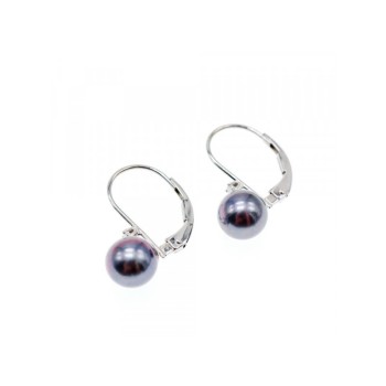 14K WHITE GOLD PEARLS & DIAMONDS EARRINGS