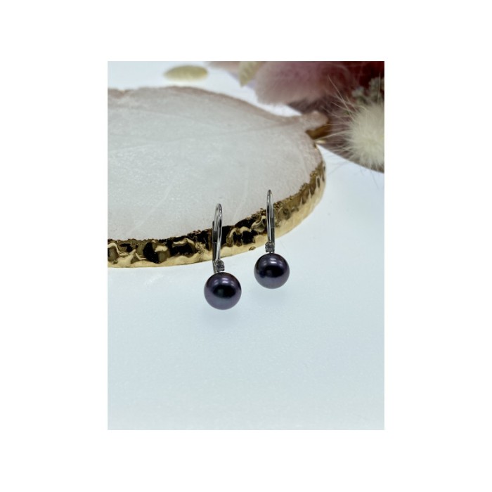 14K WHITE GOLD PEARLS & DIAMONDS EARRINGS