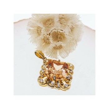 925 Sterling Silver Gold Plated Heliodor & CZ Pendant