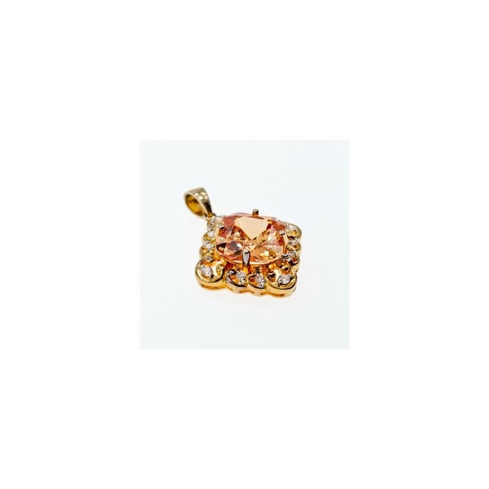 925 Sterling Silver Gold Plated Heliodor & CZ Pendant